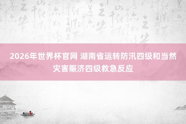 2026年世界杯官网 湖南省运转防汛四级和当然灾害赈济四级救急反应
