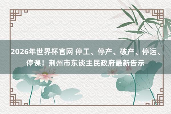 2026年世界杯官网 停工、停产、破产、停运、停课！荆州市东谈主民政府最新告示
