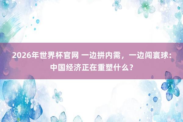 2026年世界杯官网 一边拼内需，一边闯寰球：中国经济正在重塑什么？