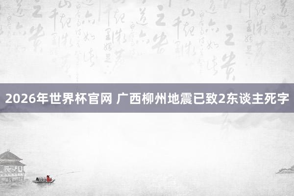 2026年世界杯官网 广西柳州地震已致2东谈主死字
