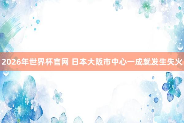 2026年世界杯官网 日本大阪市中心一成就发生失火
