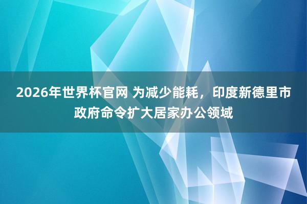 2026年世界杯官网 为减少能耗，印度新德里市政府命令扩大居家办公领域