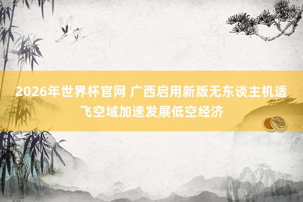 2026年世界杯官网 广西启用新版无东谈主机适飞空域加速发展低空经济