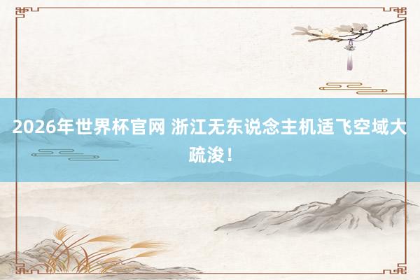 2026年世界杯官网 浙江无东说念主机适飞空域大疏浚！