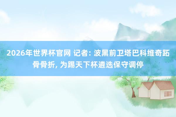 2026年世界杯官网 记者: 波黑前卫塔巴科维奇跖骨骨折， 为踢天下杯遴选保守调停