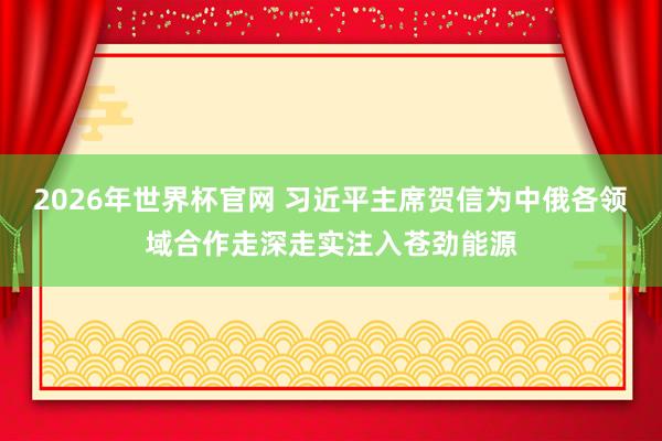 2026年世界杯官网 习近平主席贺信为中俄各领域合作走深走实注入苍劲能源