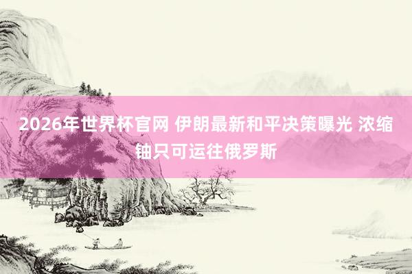 2026年世界杯官网 伊朗最新和平决策曝光 浓缩铀只可运往俄罗斯