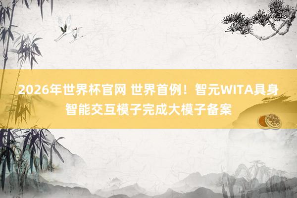 2026年世界杯官网 世界首例！智元WITA具身智能交互模子完成大模子备案