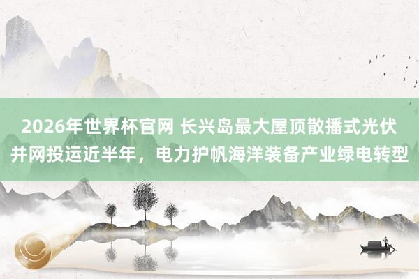 2026年世界杯官网 长兴岛最大屋顶散播式光伏并网投运近半年，电力护帆海洋装备产业绿电转型