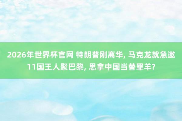 2026年世界杯官网 特朗普刚离华， 马克龙就急邀11国王人聚巴黎， 思拿中国当替罪羊?