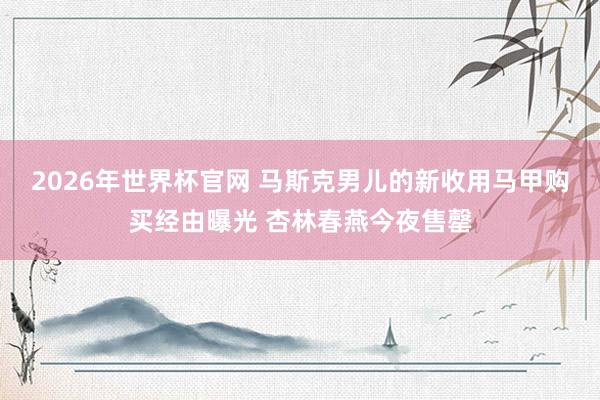 2026年世界杯官网 马斯克男儿的新收用马甲购买经由曝光 杏林春燕今夜售罄