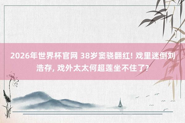 2026年世界杯官网 38岁窦骁翻红! 戏里迷倒刘浩存， 戏外太太何超莲坐不住了?