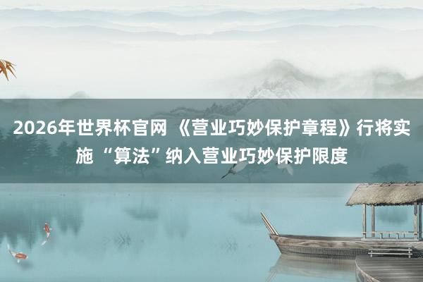 2026年世界杯官网 《营业巧妙保护章程》行将实施 “算法”纳入营业巧妙保护限度