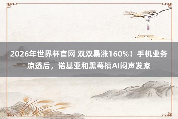 2026年世界杯官网 双双暴涨160%！手机业务凉透后，诺基亚和黑莓搞AI闷声发家