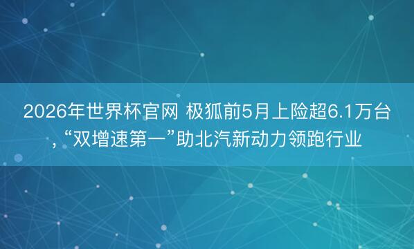2026年世界杯官网 极狐前5月上险超6.1万台, “双增速第一”助北汽新动力领跑行业