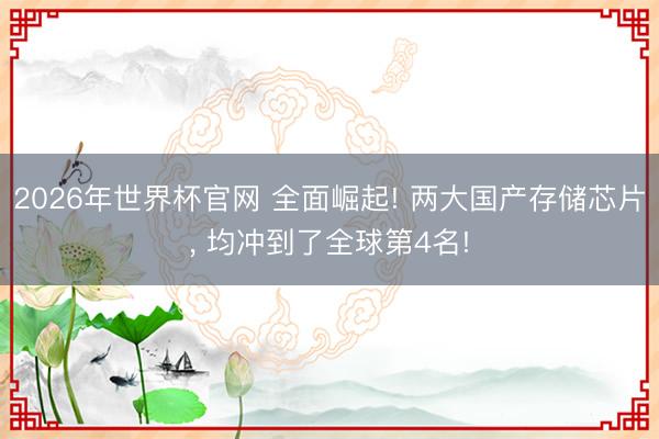 2026年世界杯官网 全面崛起! 两大国产存储芯片， 均冲到了全球第4名!