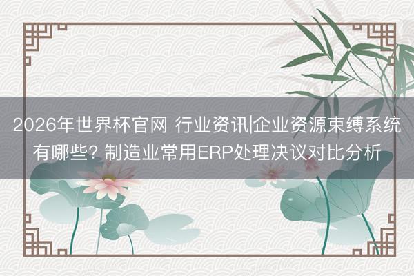 2026年世界杯官网 行业资讯|企业资源束缚系统有哪些? 制造业常用ERP处理决议对比分析